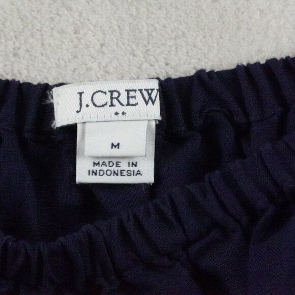 J.Crew Off The Shoulder Mini Dress Womens Medium Navy Blue Linen Blend - Picture 3 of 11